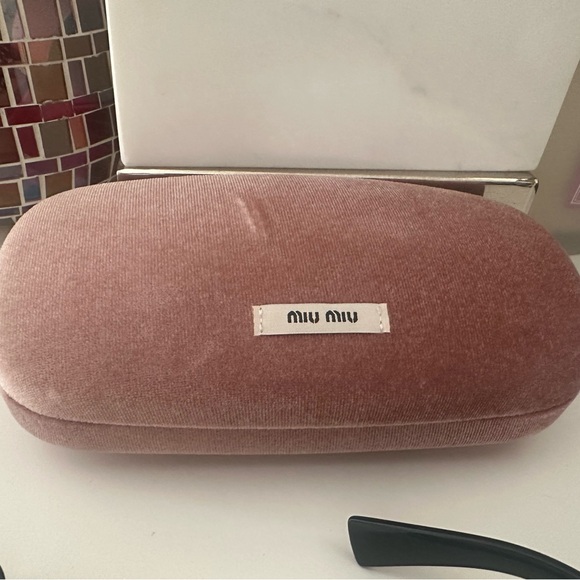 Miu Miu Square Black Sunglasses with Gold Detail - Picture 6 of 10